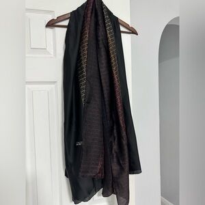 Chic Black Scarf with Geometric Accents